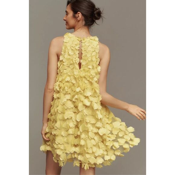 NWT Anthropologie Maeve Sleeveless Floral Appliqué Mini Dress In Lime Size 3X - Picture 2 of 12